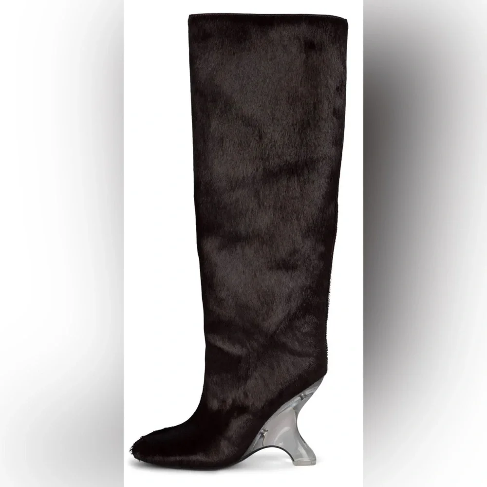 Jeffrey Campbell MODIFIED F CALF HAIR LUCITE Knee High Boots US 8.5 New $400 - Picture 10 of 10